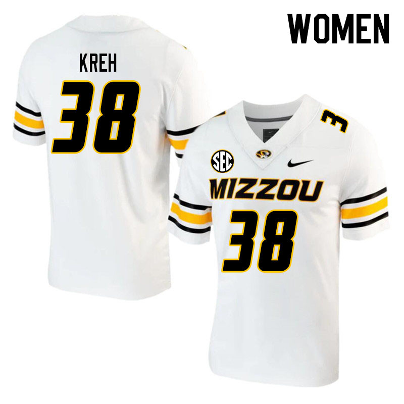 Women #38 Christopher Kreh Missouri Tigers College 2023 Football Stitched Jerseys Sale-White